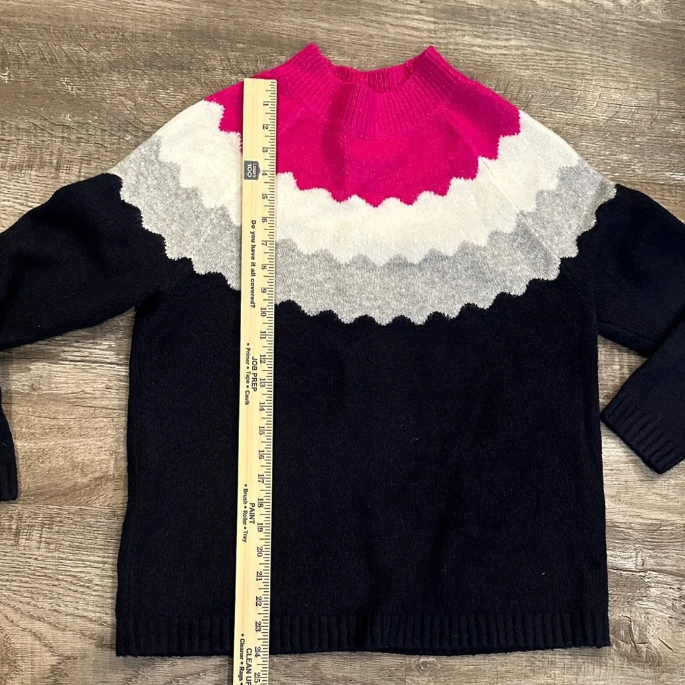 Talbots Large Petite Colorful Women's Sweater with Pink, White, and Gray Accents